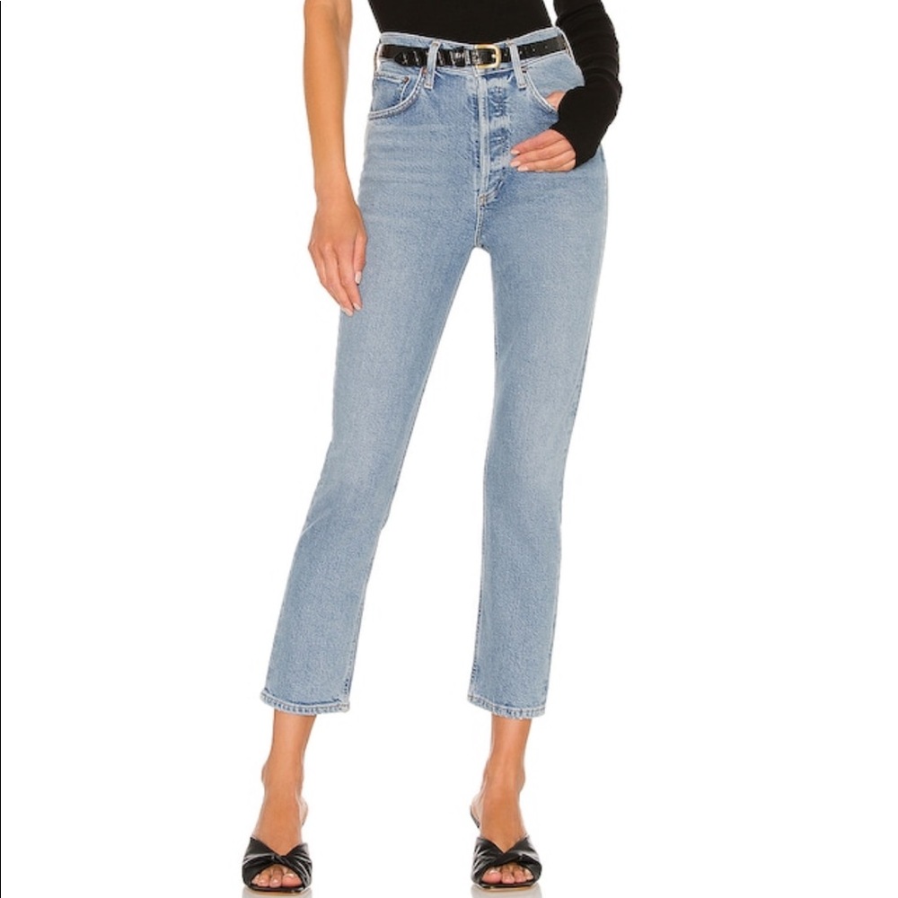 AGOLDE Riley High Rise Straight Crop Ankle Button Fly Size 30